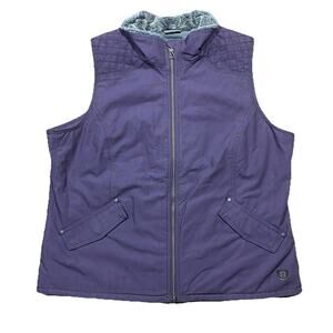 Noble Outfitters Quilted Work Vest Purple Faux Fur Lined 2XL Full Zip